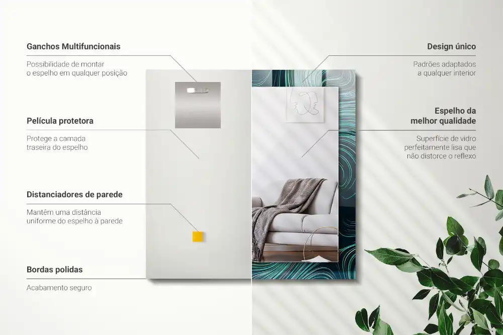 Pravokotne okrasno ogledalo Abstraktni črtni vzorci