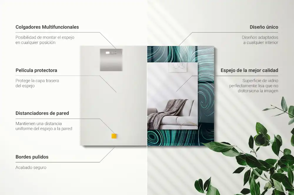 Pravokotne okrasno ogledalo Abstraktni črtni vzorci