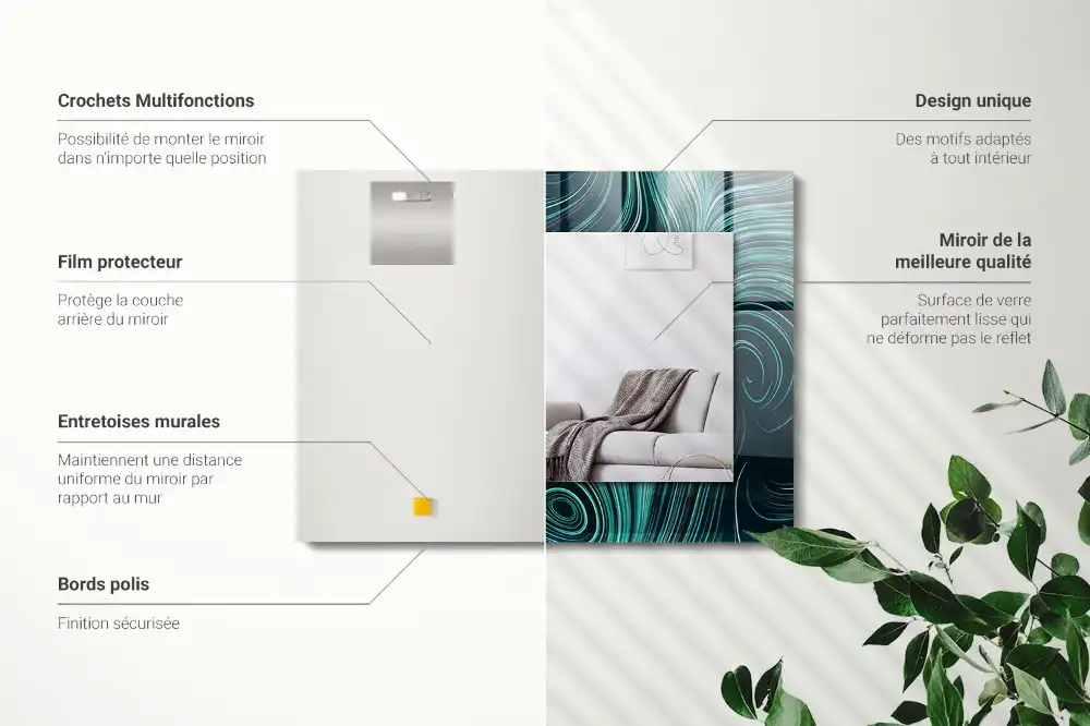 Pravokotne okrasno ogledalo Abstraktni črtni vzorci