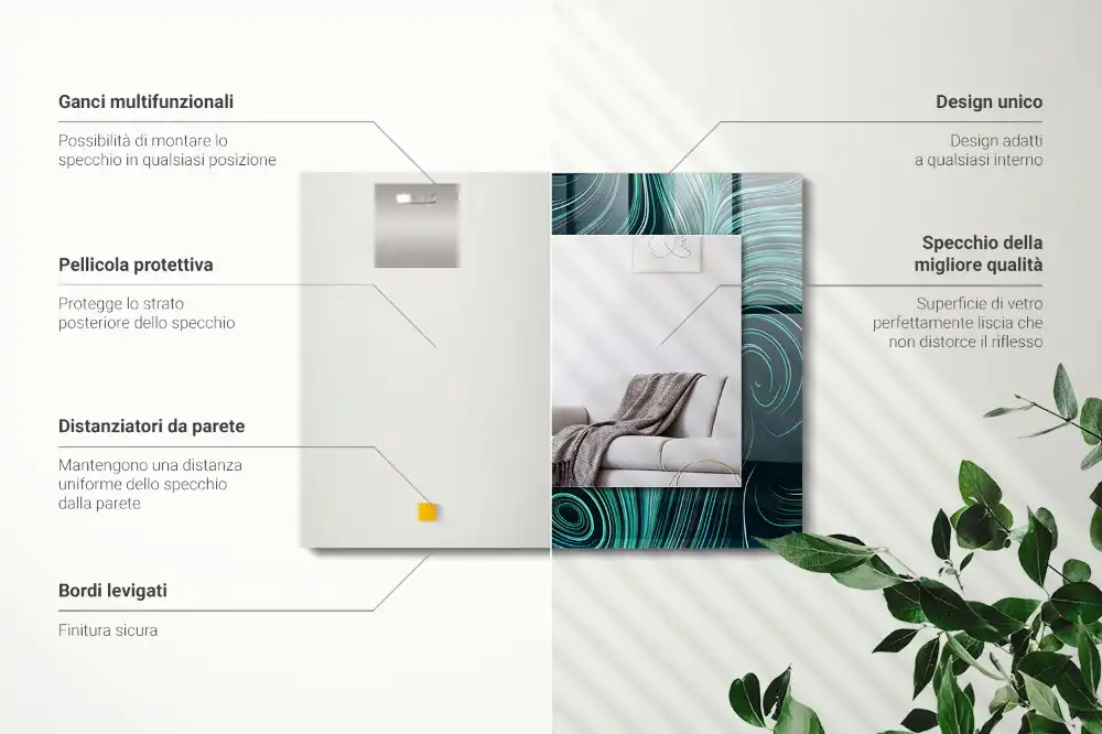 Pravokotne okrasno ogledalo Abstraktni črtni vzorci