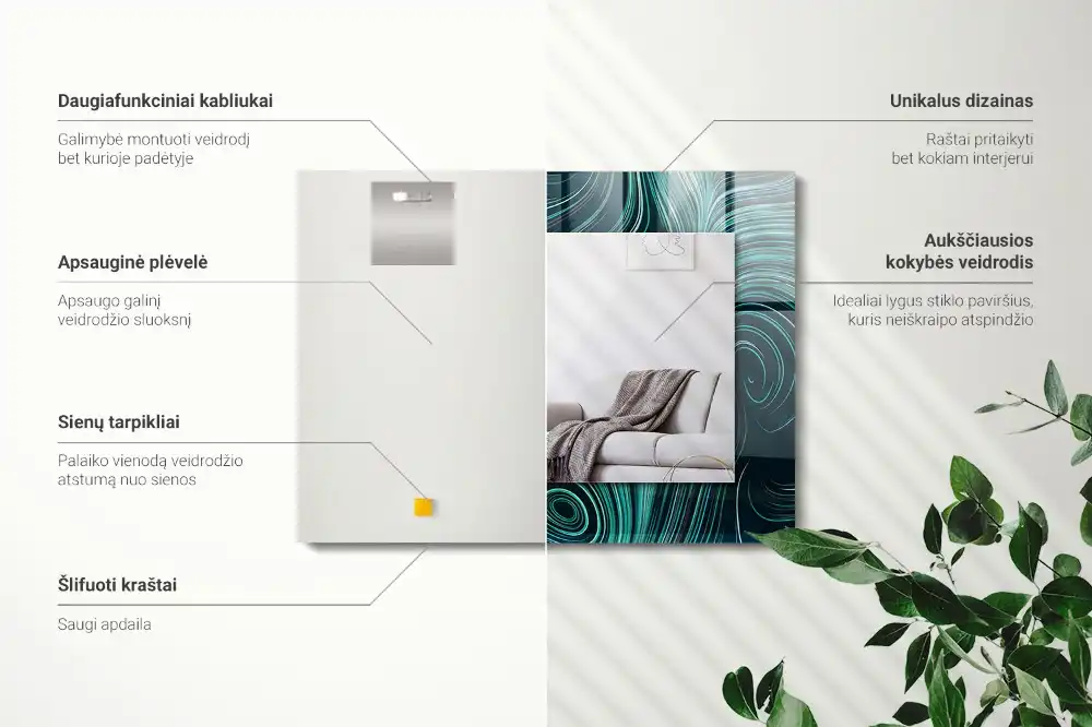 Pravokotne okrasno ogledalo Abstraktni črtni vzorci