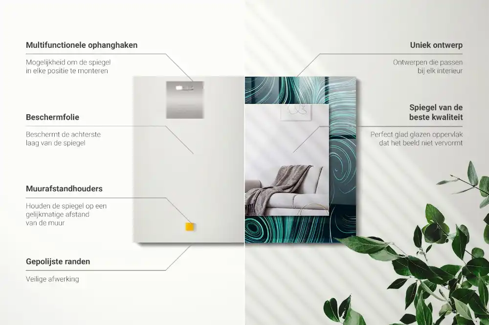 Pravokotne okrasno ogledalo Abstraktni črtni vzorci