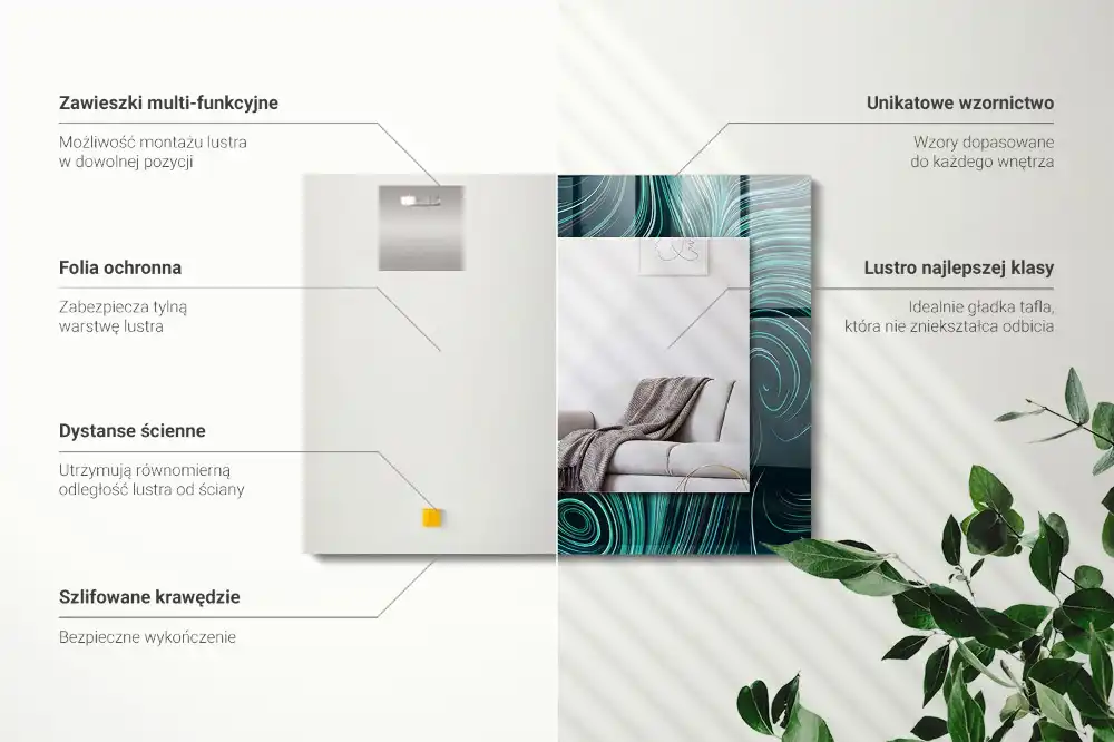 Pravokotne okrasno ogledalo Abstraktni črtni vzorci