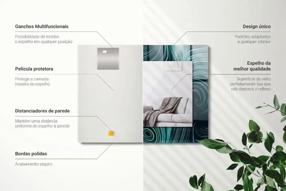 Pravokotne okrasno ogledalo Abstraktni črtni vzorci