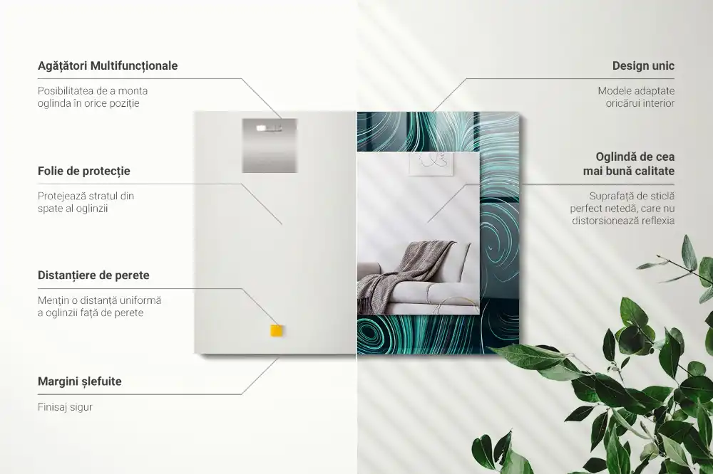 Pravokotne okrasno ogledalo Abstraktni črtni vzorci