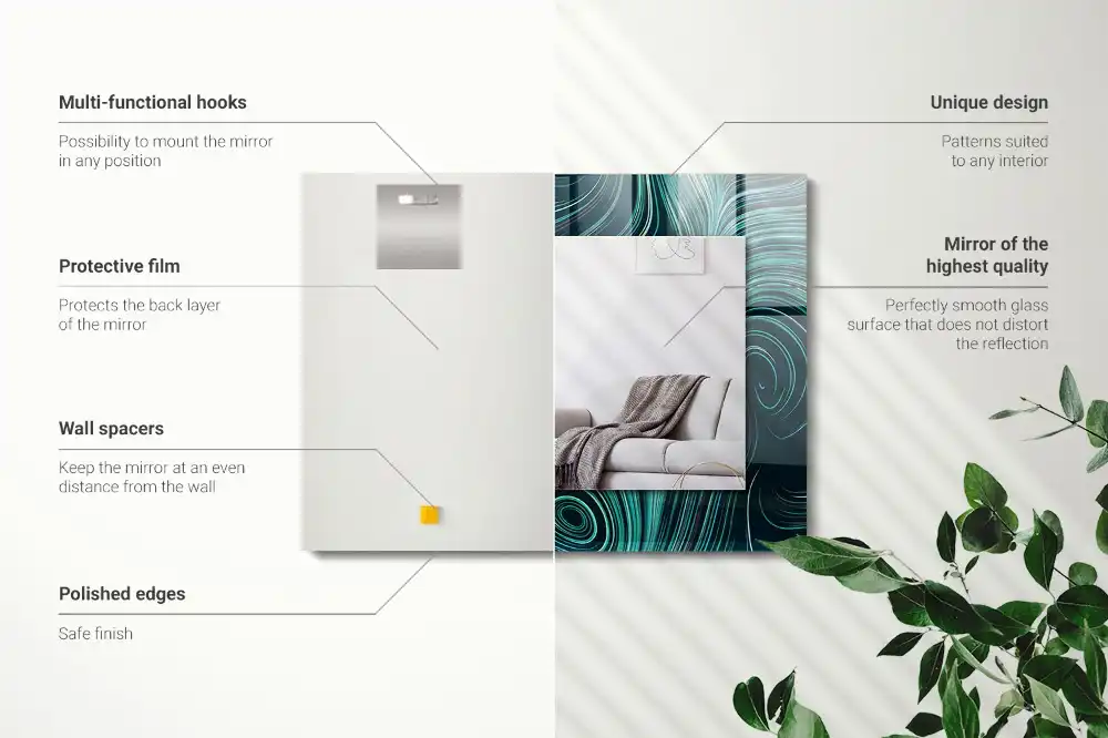 Pravokotne okrasno ogledalo Abstraktni črtni vzorci