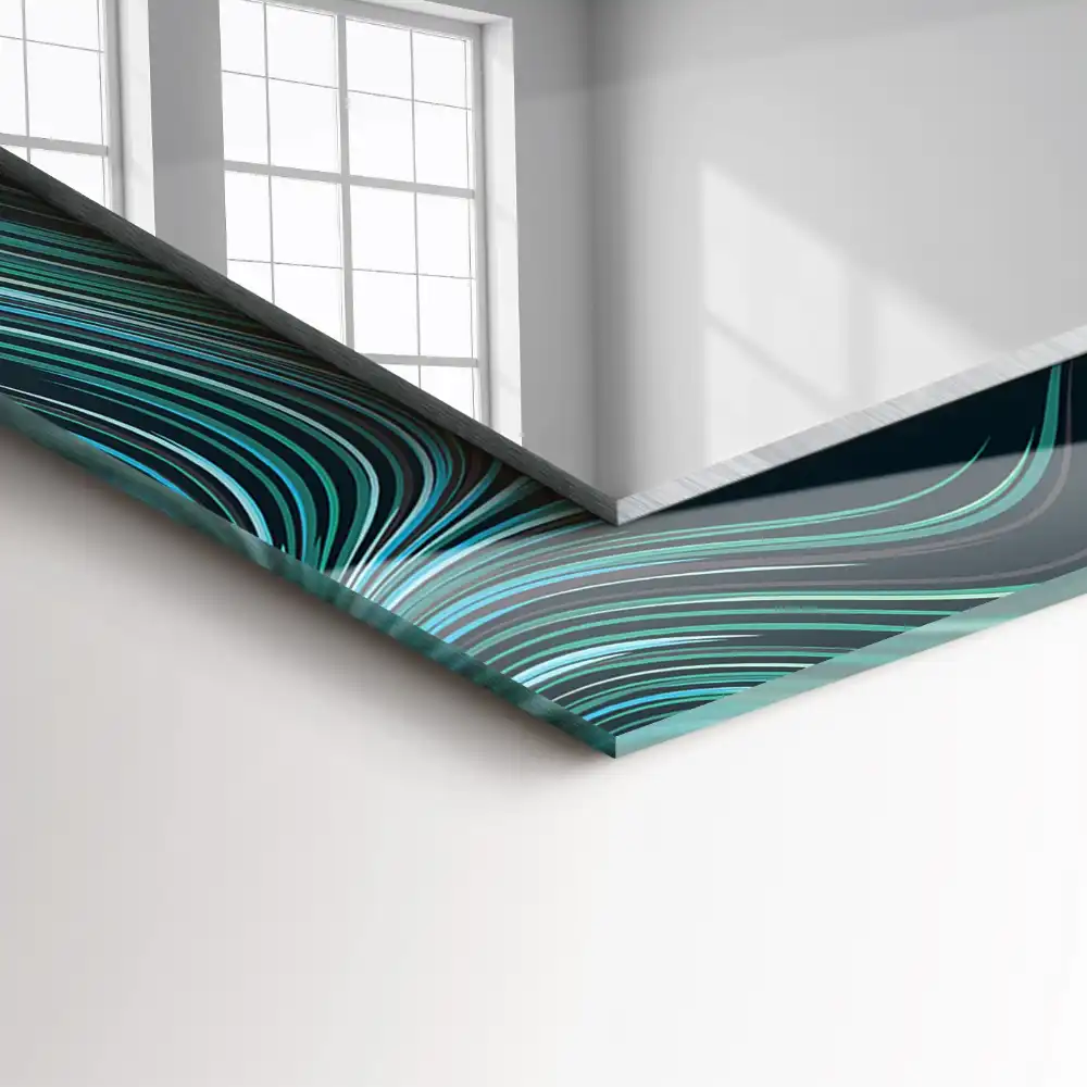 Pravokotne okrasno ogledalo Abstraktni črtni vzorci