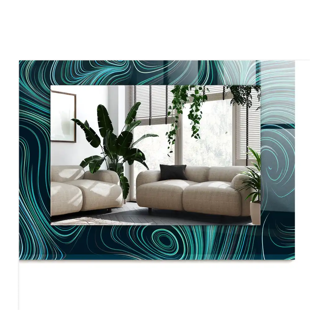 Pravokotne okrasno ogledalo Abstraktni črtni vzorci