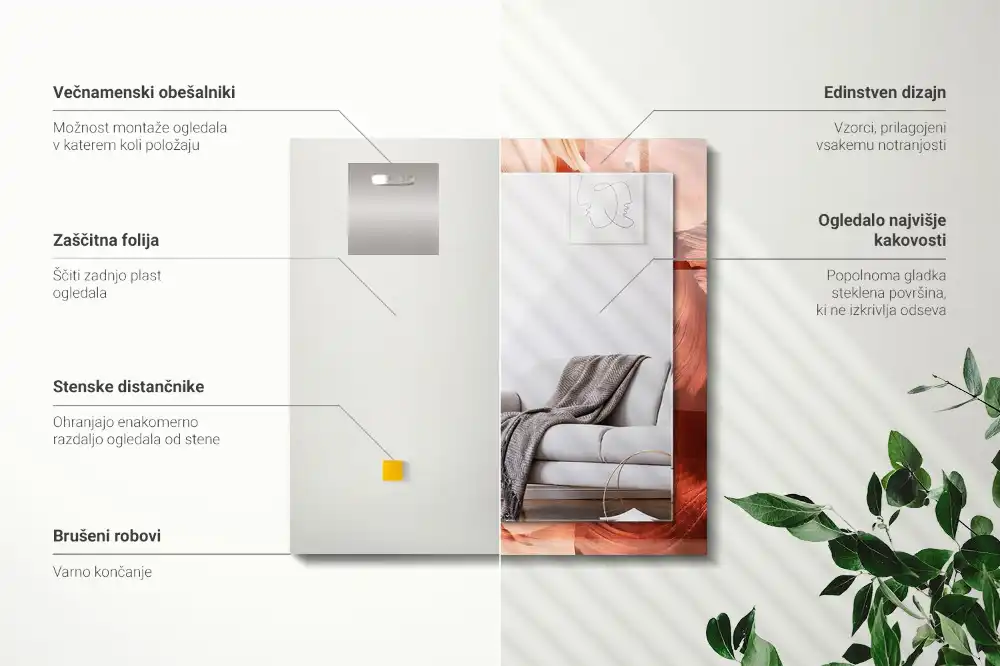 Pravokotne ogledalo s potiskanim okvirjem Skale puščavskega kanjona