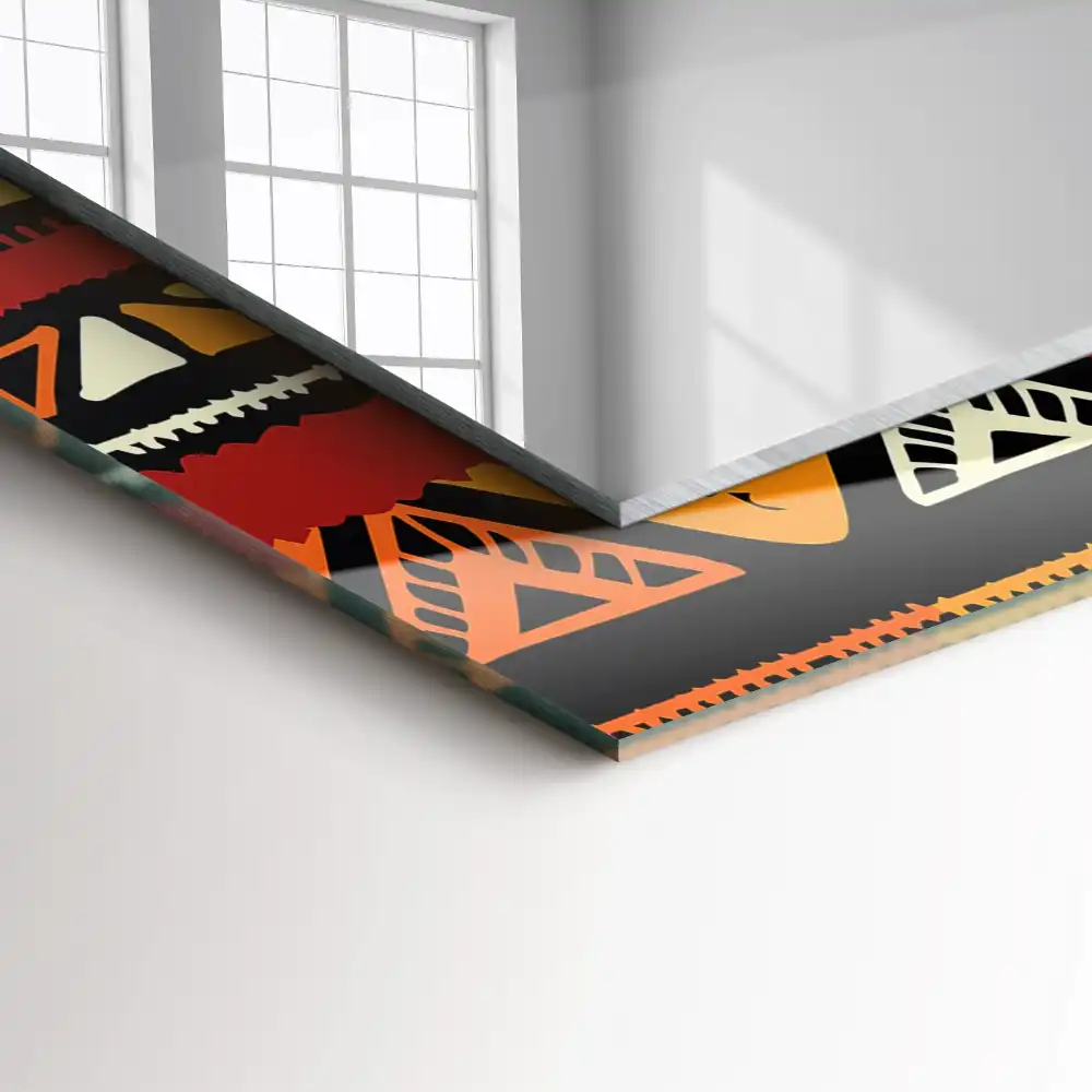 Pravokotne ogledalo s potiskanim okvirjem Barvit etnični vzorec