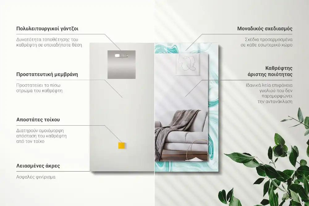 Pravokotne okrasno ogledalo Abstraktni marmorni vzorec