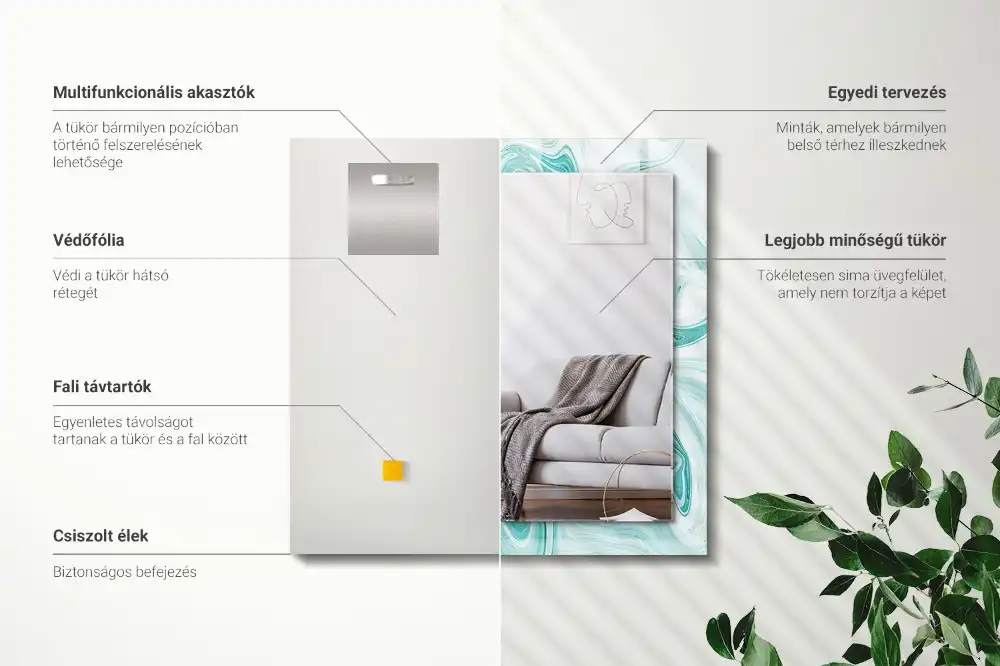 Pravokotne okrasno ogledalo Abstraktni marmorni vzorec