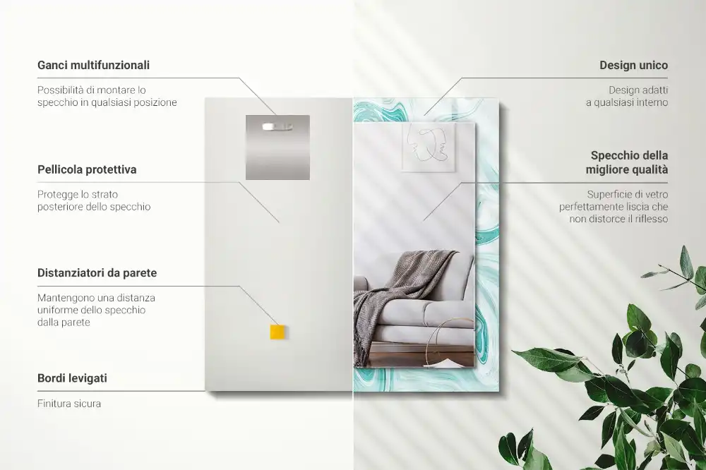 Pravokotne okrasno ogledalo Abstraktni marmorni vzorec