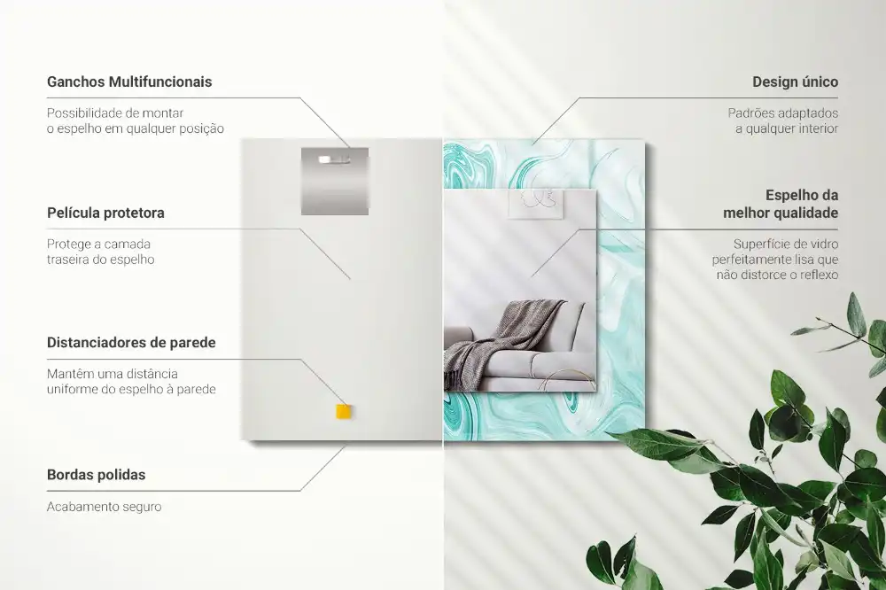 Pravokotne okrasno ogledalo Abstraktni marmorni vzorec