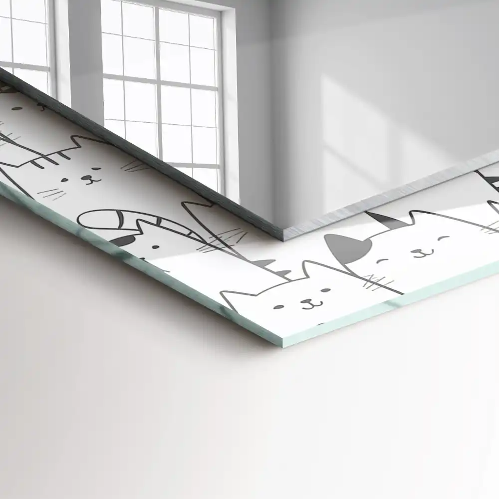 Tiskano pravokotne ogledalo srečne mačke