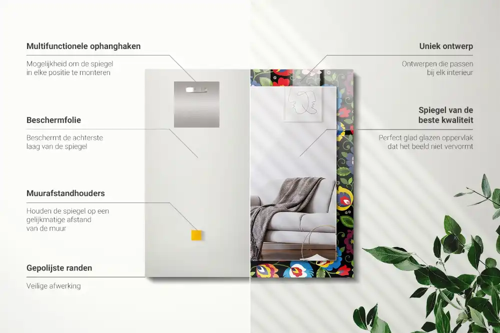 Tiskano pravokotne ogledalo Barviti ljudski vzorci