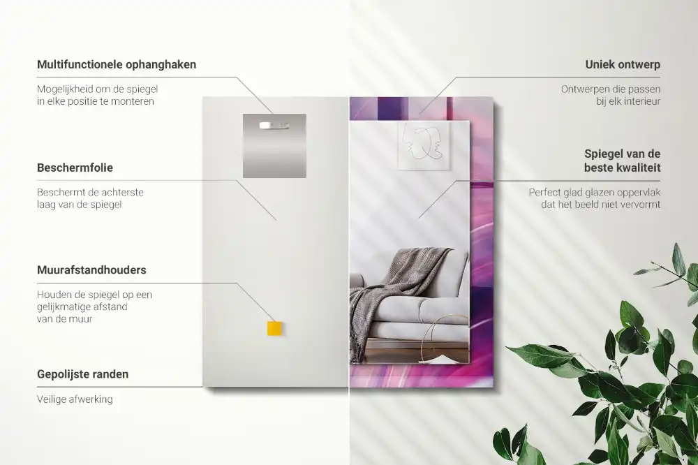 Pravokotne ogledalo s potiskanim okvirjem Abstraktni barviti valovi