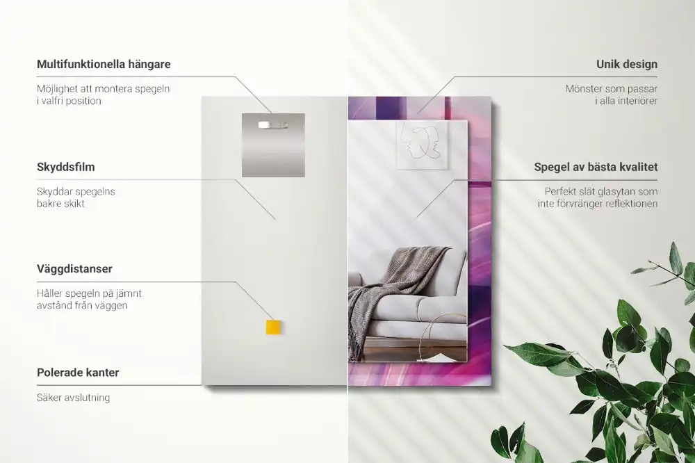 Pravokotne ogledalo s potiskanim okvirjem Abstraktni barviti valovi