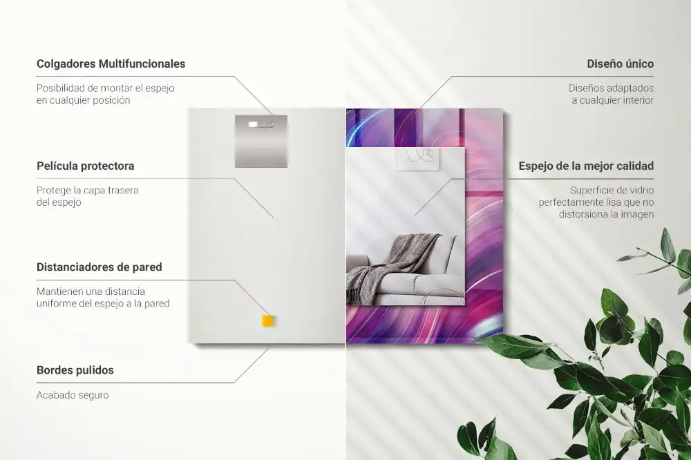 Pravokotne ogledalo s potiskanim okvirjem Abstraktni barviti valovi