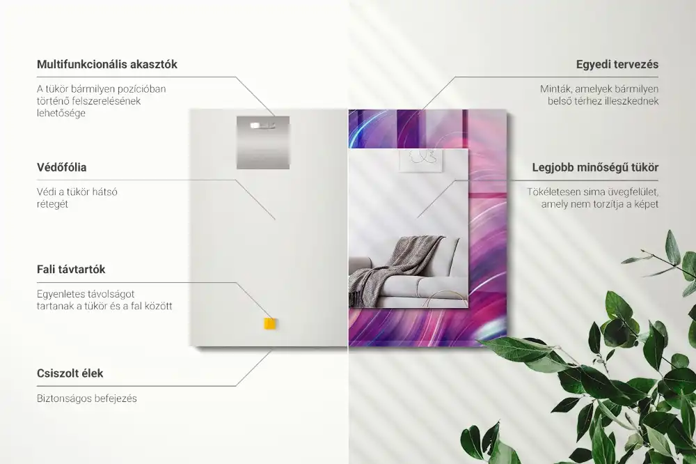 Pravokotne ogledalo s potiskanim okvirjem Abstraktni barviti valovi