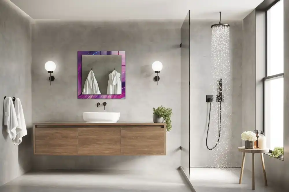 Pravokotne ogledalo s potiskanim okvirjem Abstraktni barviti valovi