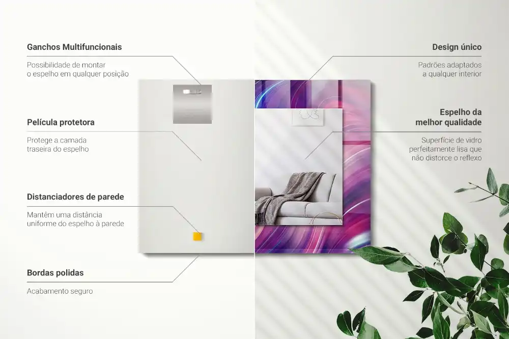 Pravokotne ogledalo s potiskanim okvirjem Abstraktni barviti valovi