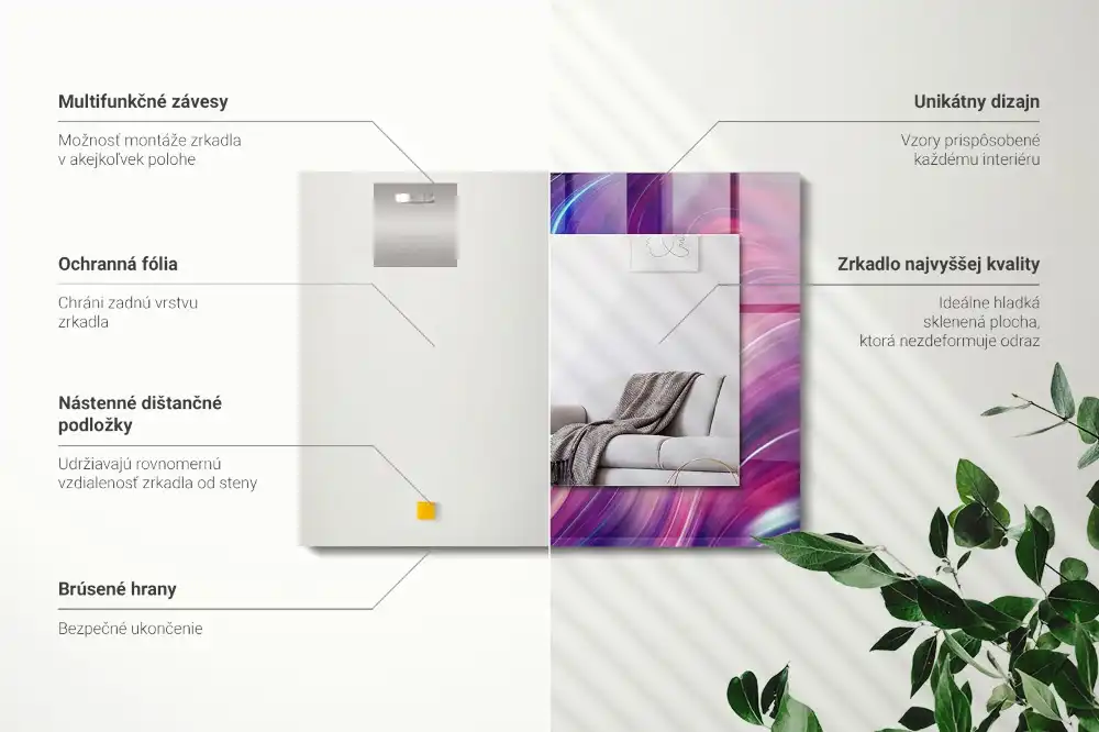 Pravokotne ogledalo s potiskanim okvirjem Abstraktni barviti valovi