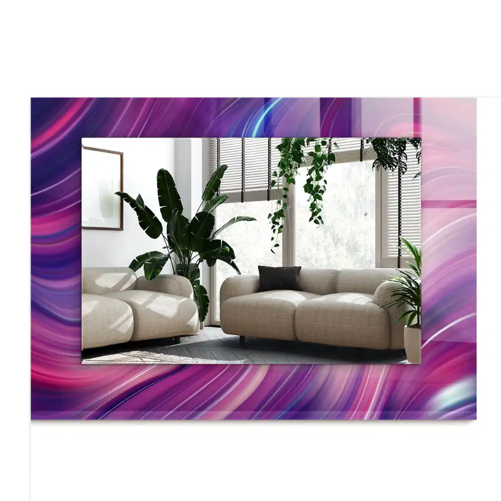 Pravokotne ogledalo s potiskanim okvirjem Abstraktni barviti valovi