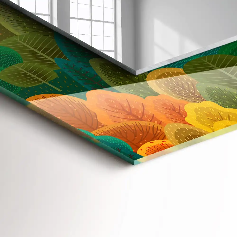 Tiskano pravokotne ogledalo Jesenska drevesa