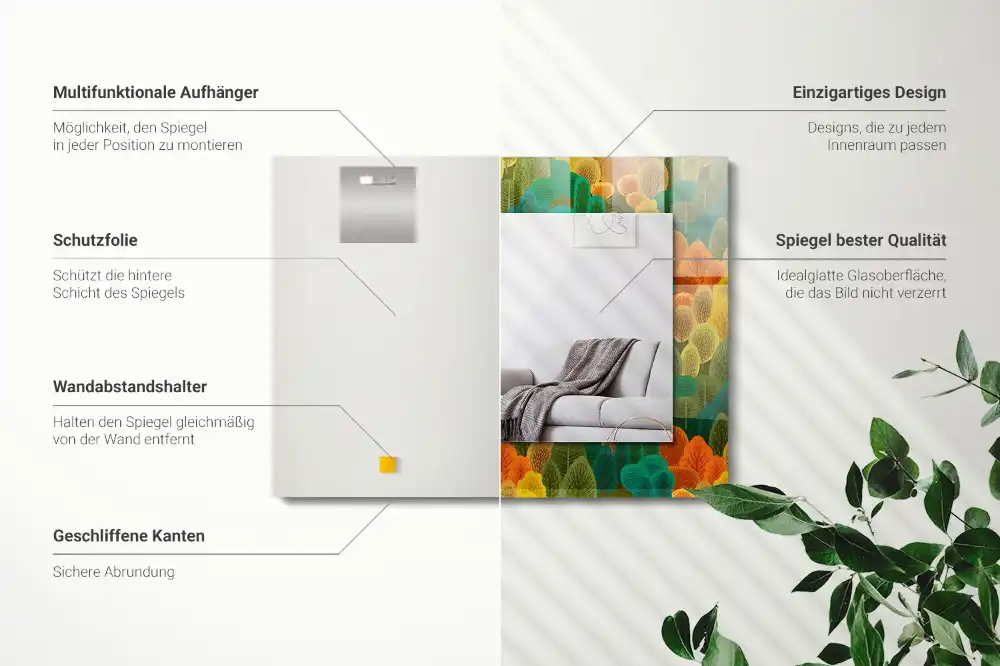 Tiskano pravokotne ogledalo Jesenska drevesa