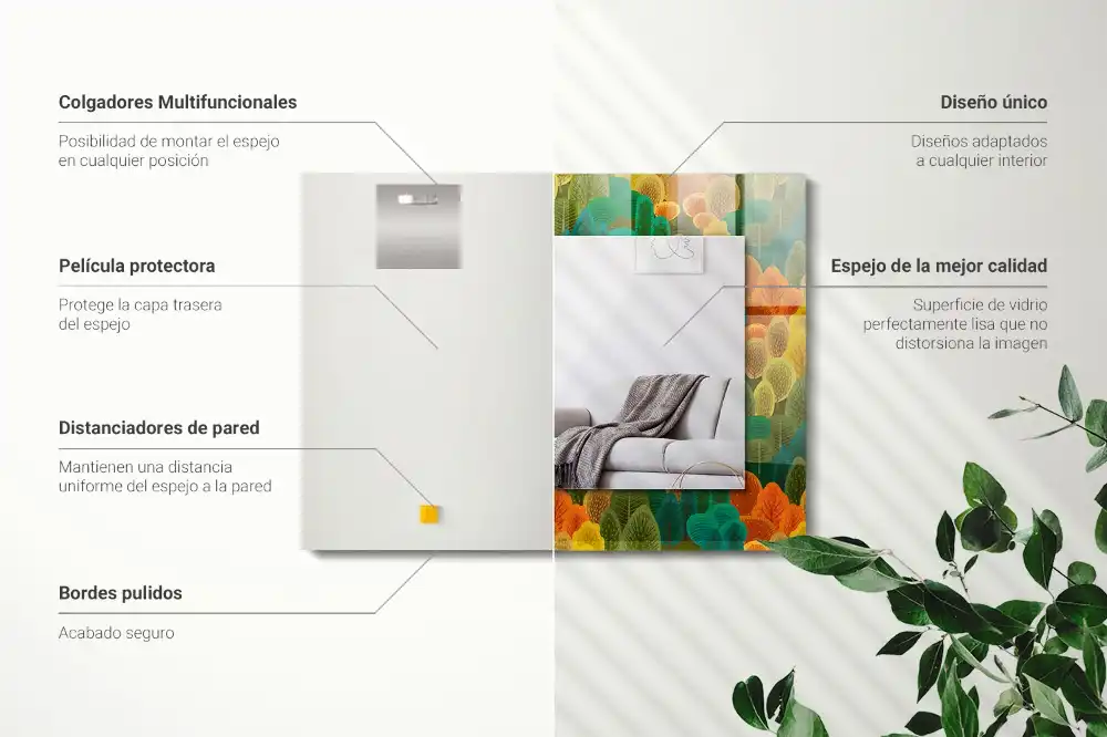 Tiskano pravokotne ogledalo Jesenska drevesa