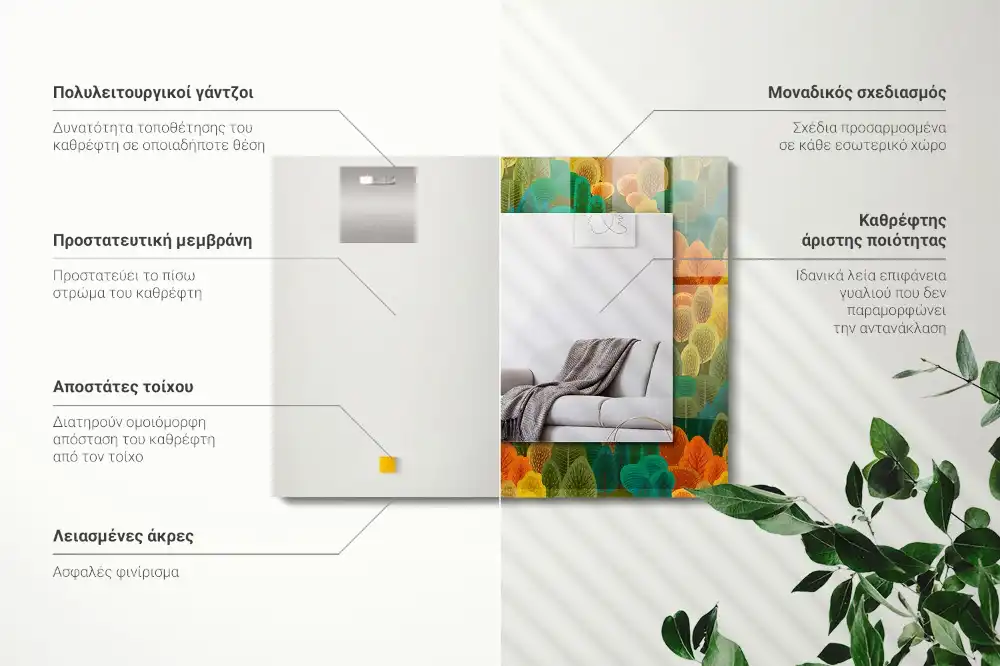 Tiskano pravokotne ogledalo Jesenska drevesa