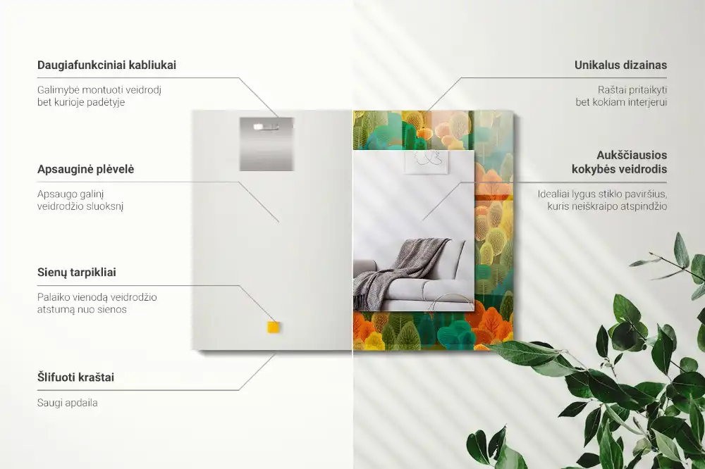 Tiskano pravokotne ogledalo Jesenska drevesa