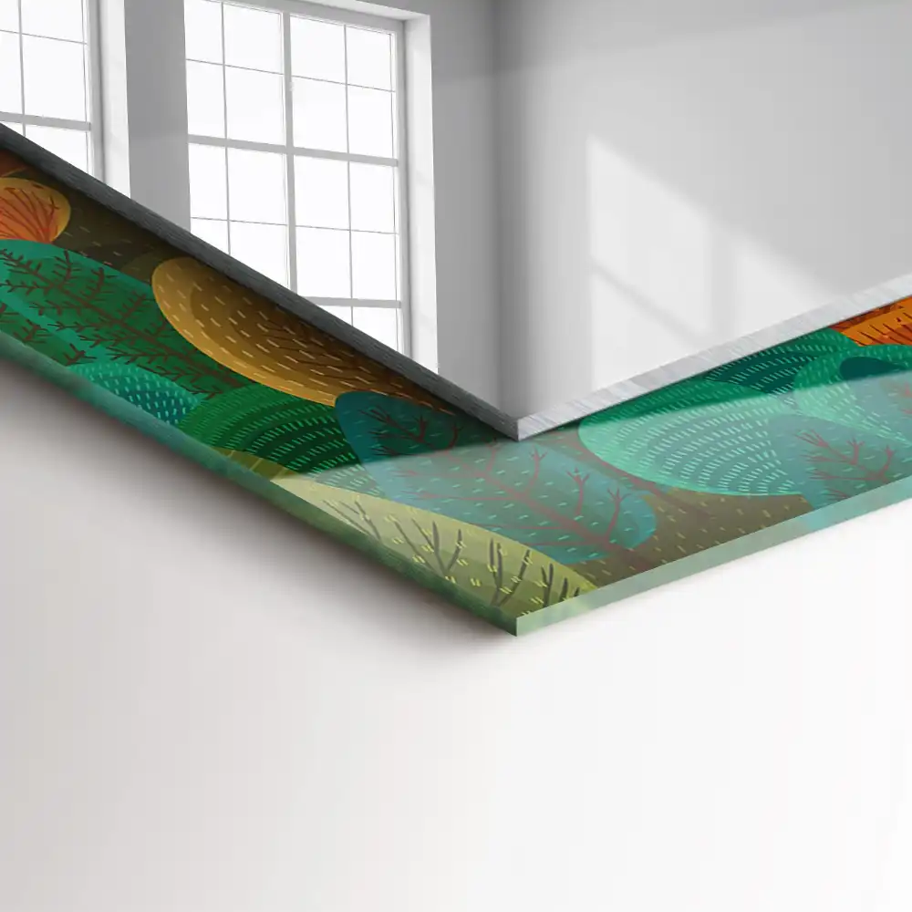 Tiskano pravokotne ogledalo Jesenska drevesa