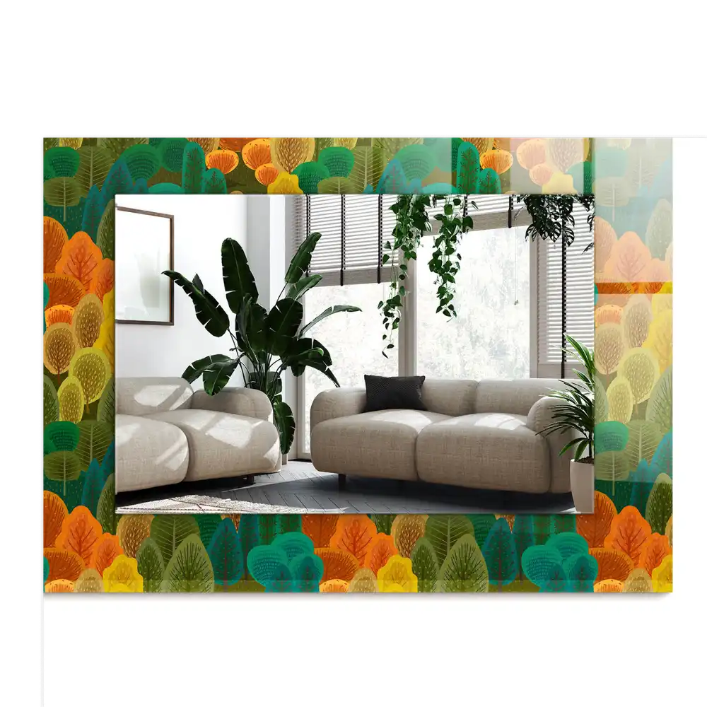 Tiskano pravokotne ogledalo Jesenska drevesa