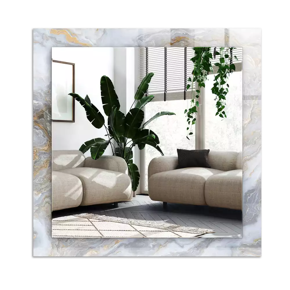 Pravokotne ogledalo s potiskanim okvirjem Tekstura marmornega vzorca