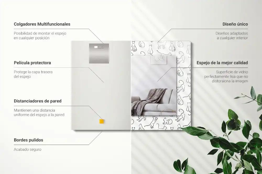 Tiskano pravokotne ogledalo Obrisi mačke