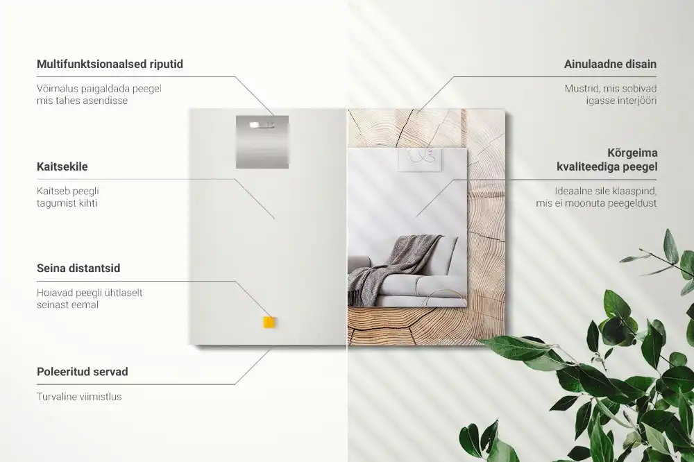 Pravokotne ogledalo s potiskanim okvirjem Prečni prerez drevesnega debla