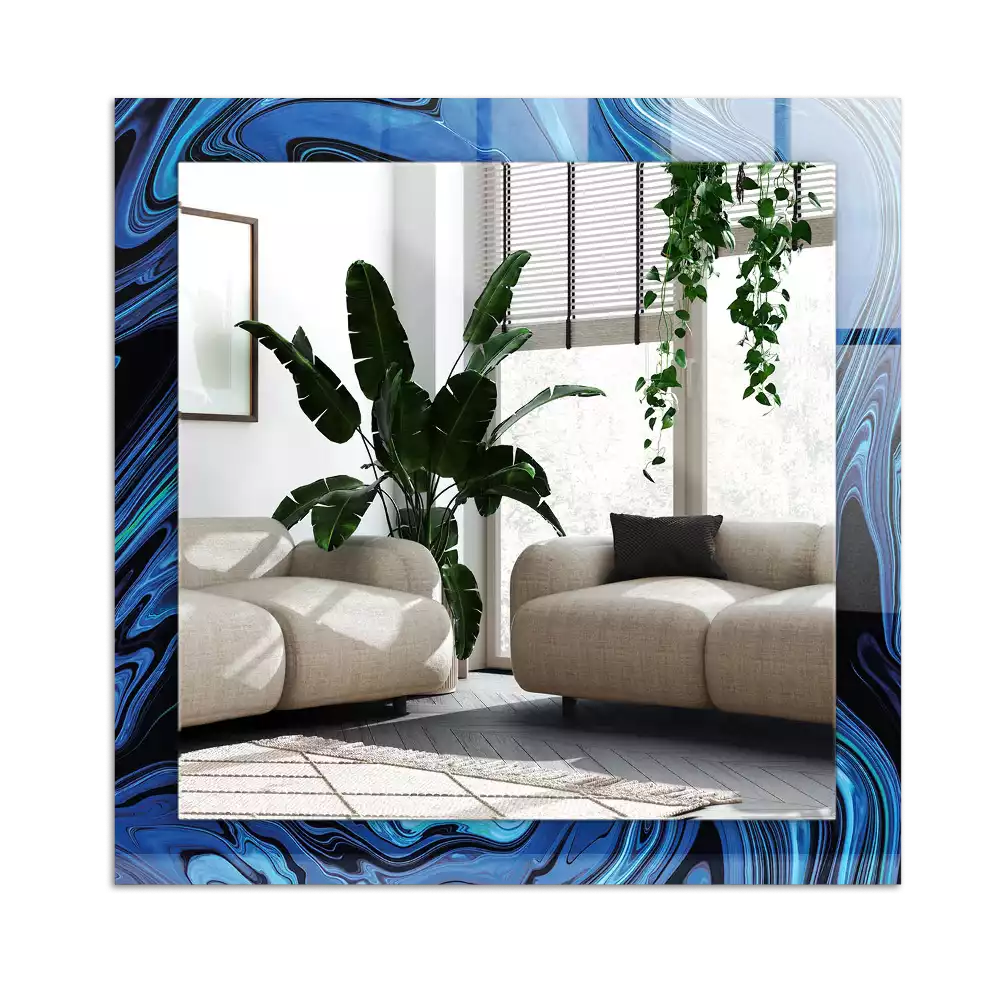 Pravokotne okrasno ogledalo Abstraktni modri vzorec