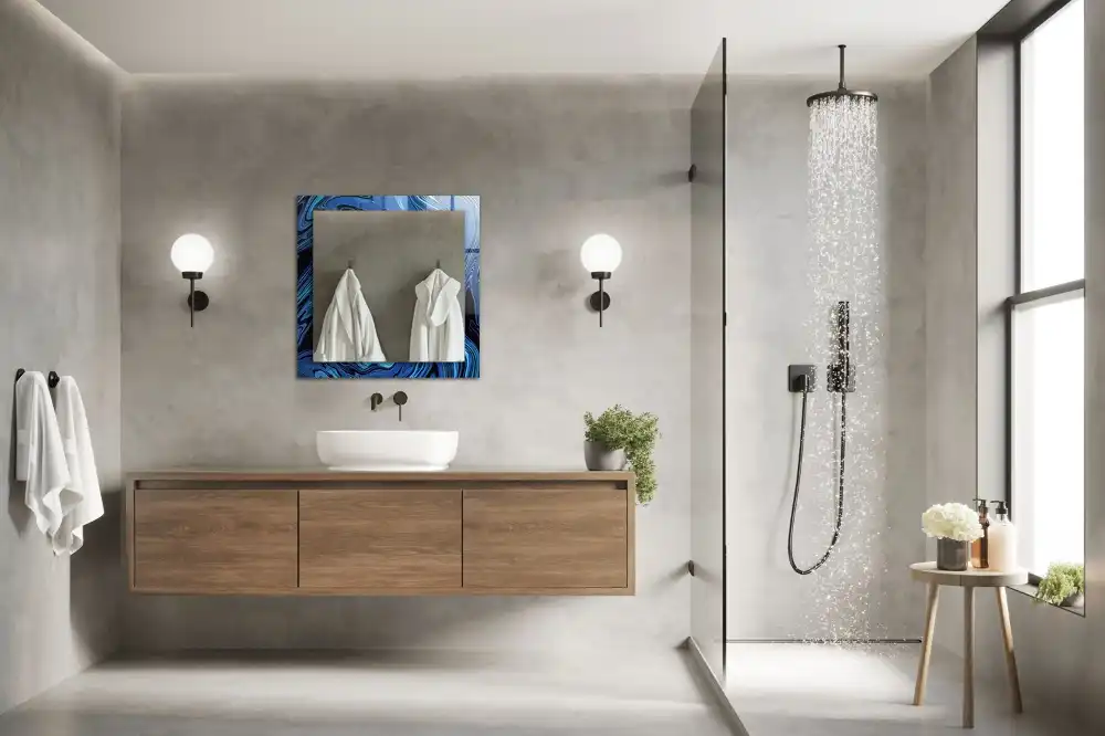 Pravokotne okrasno ogledalo Abstraktni modri vzorec