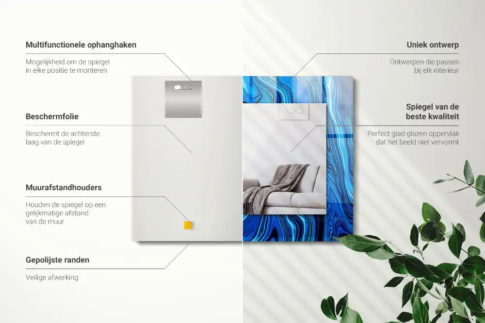 Pravokotne okrasno ogledalo Abstraktni modri vzorec