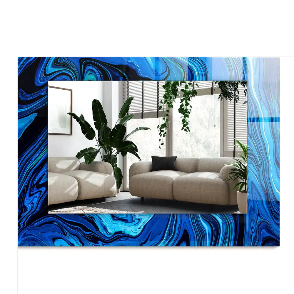 Pravokotne okrasno ogledalo Abstraktni modri vzorec