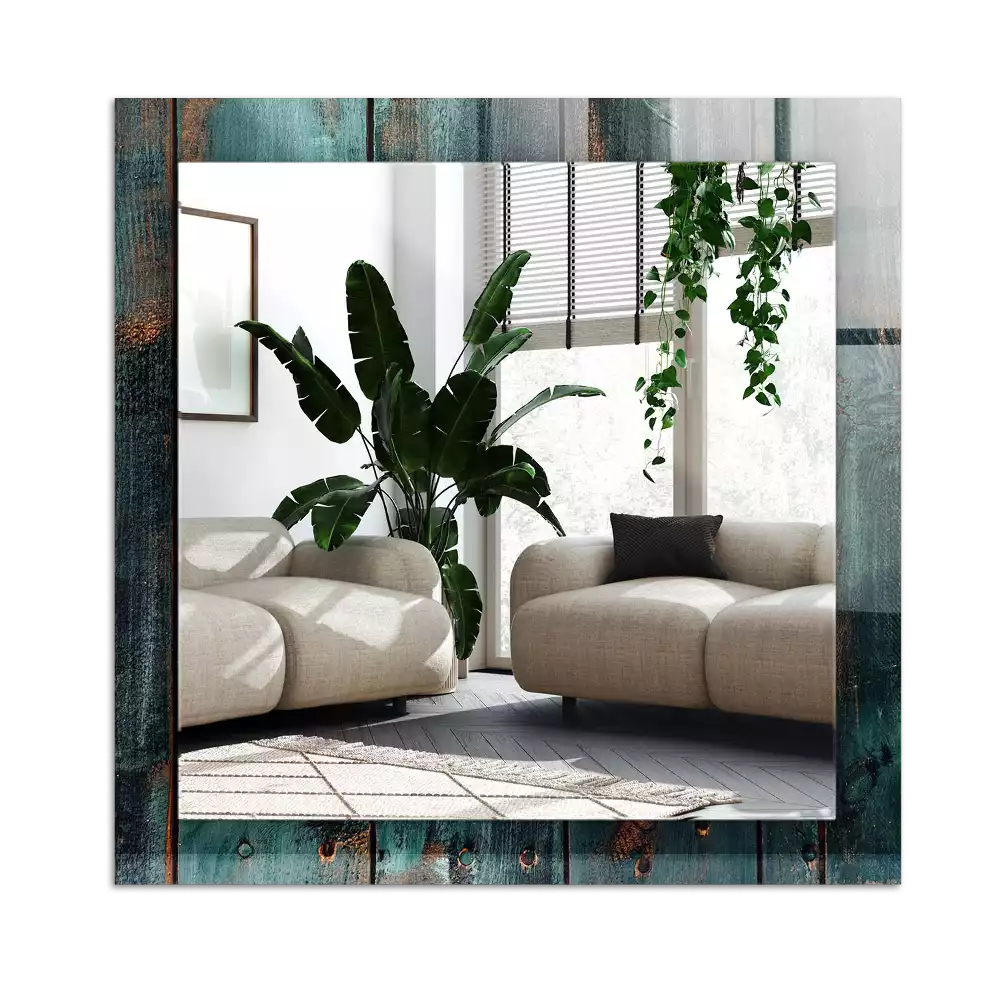 Tiskano pravokotne ogledalo Zelene lesene deske