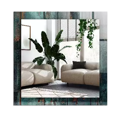 Tiskano pravokotne ogledalo Zelene lesene deske