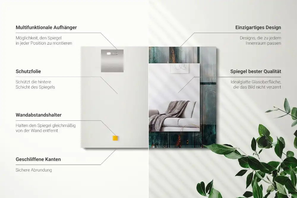 Tiskano pravokotne ogledalo Zelene lesene deske