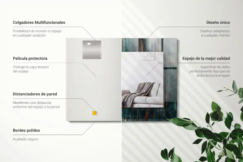 Tiskano pravokotne ogledalo Zelene lesene deske