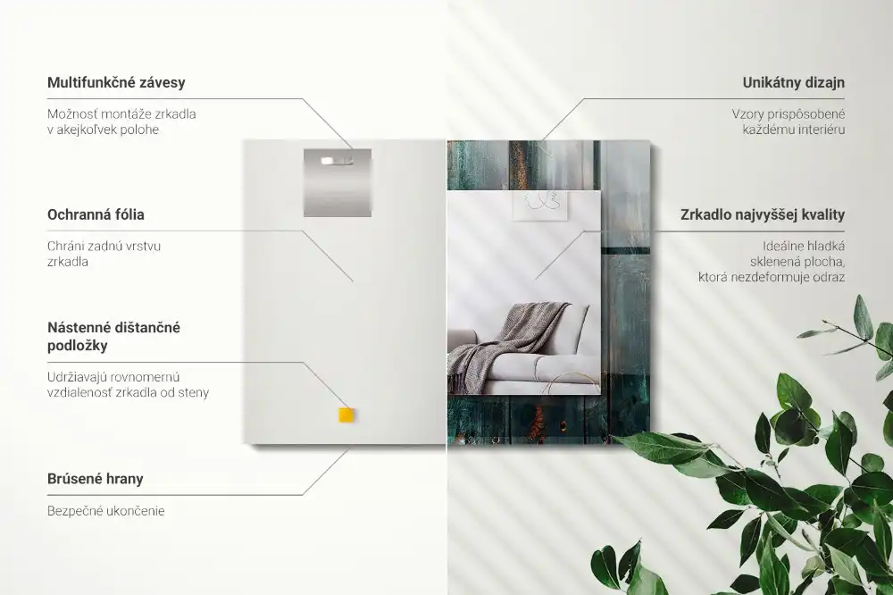 Tiskano pravokotne ogledalo Zelene lesene deske