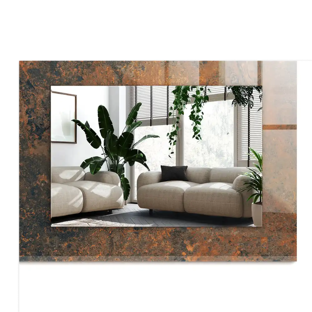 Pravokotne ogledalo s potiskanim okvirjem Rjasta kovina