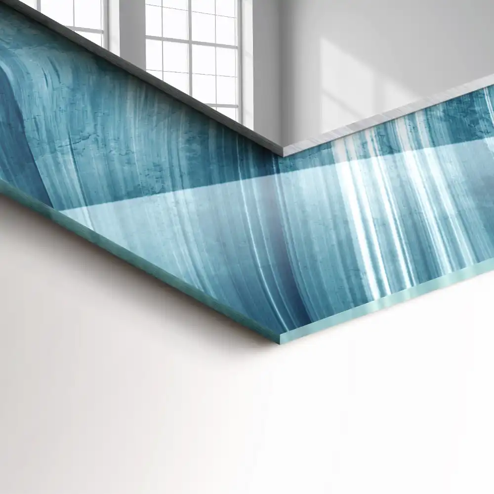 Pravokotne okrasno ogledalo Abstraktne modre črte