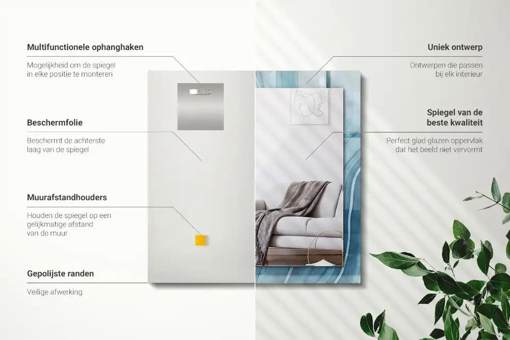 Pravokotne okrasno ogledalo Abstraktne modre črte